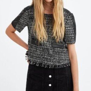 ZARA Tweed and Faux Leather Top